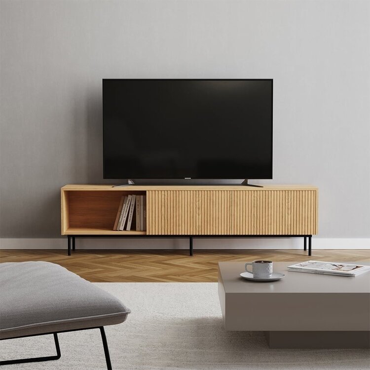 Meuble tv Ray chêne blanc 180 cm