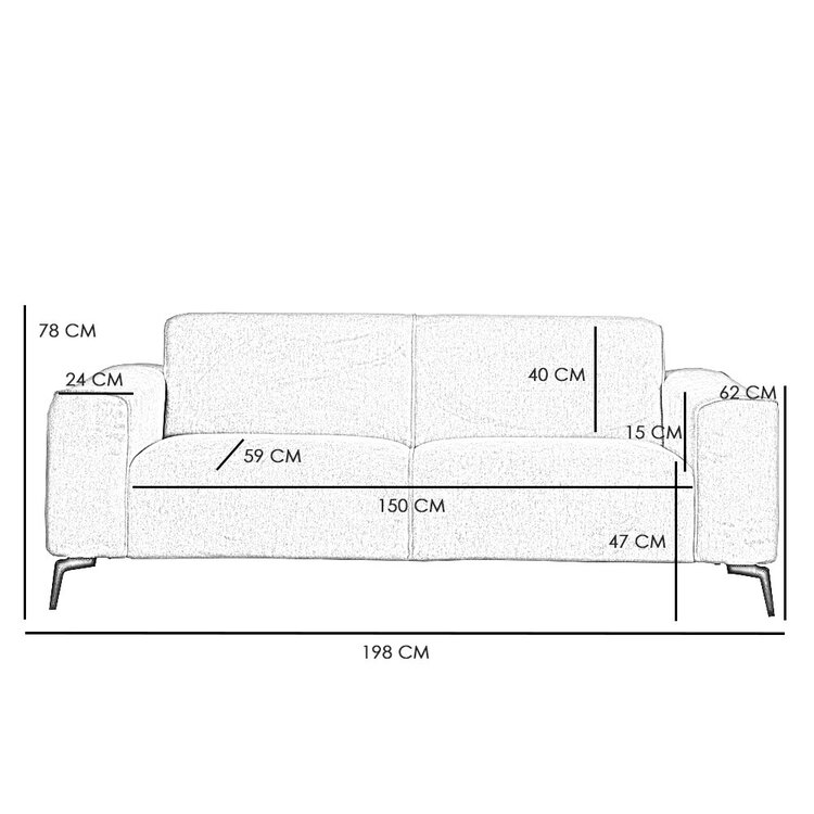 Canapé scandinave 2,5 places Vegas blanc tissu chiné