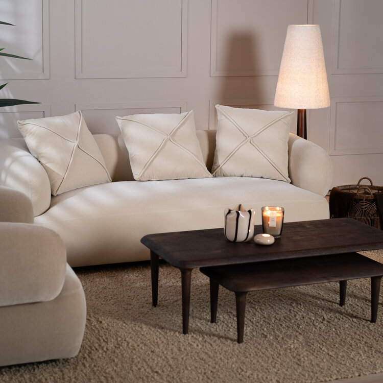 Canapé velours 3 places Palermo beige