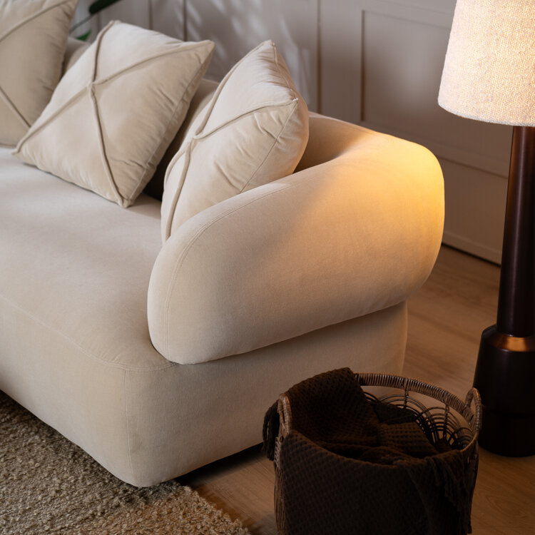 Canapé velours 3 places Palermo beige