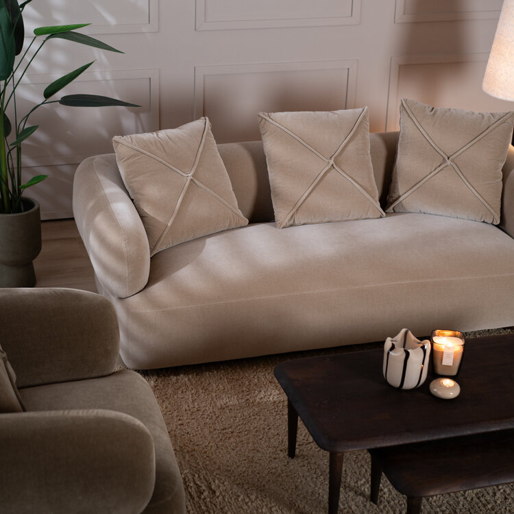 Canapé velours 3 places Palermo taupe