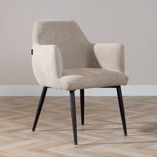 Chaise de salle à manger scandinave Lars tissu recyclé taupe