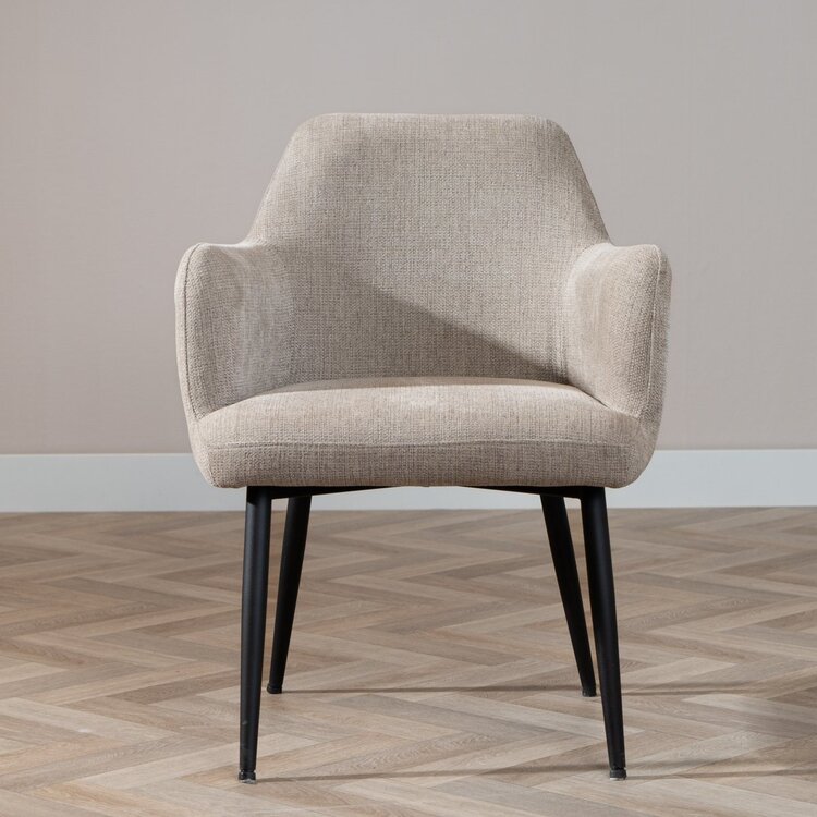 Chaise de salle à manger scandinave Lars tissu recyclé taupe