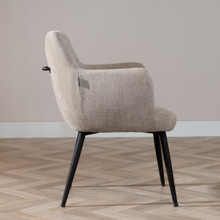 Chaise de salle à manger scandinave Lars tissu recyclé taupe