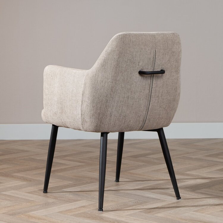 Chaise de salle à manger scandinave Lars tissu recyclé taupe