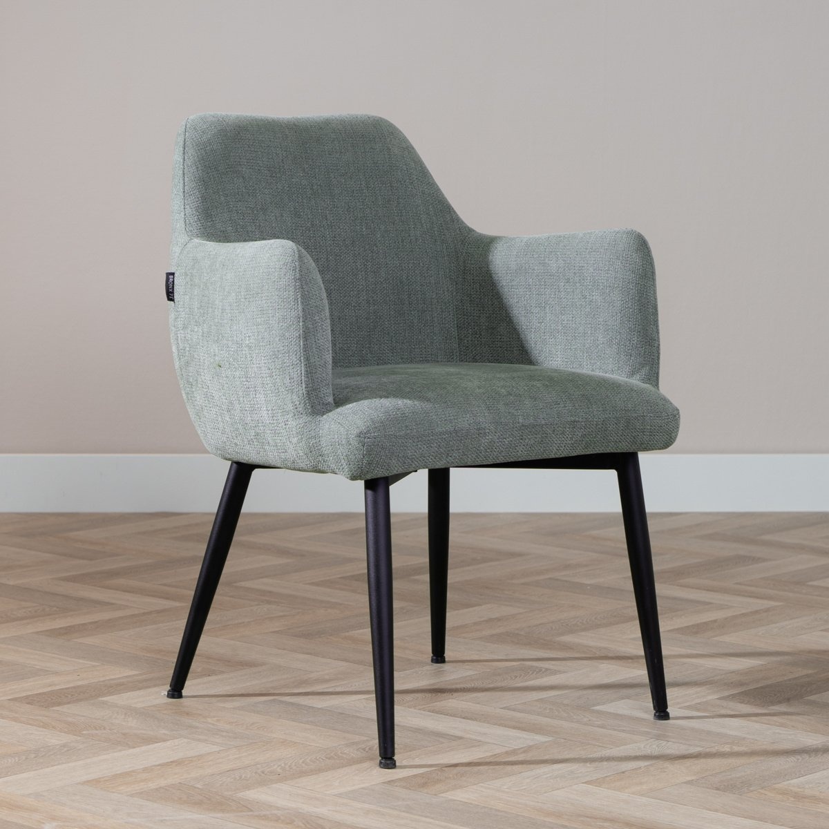 Chaise de salle à manger scandinave Lars tissu recyclé vert