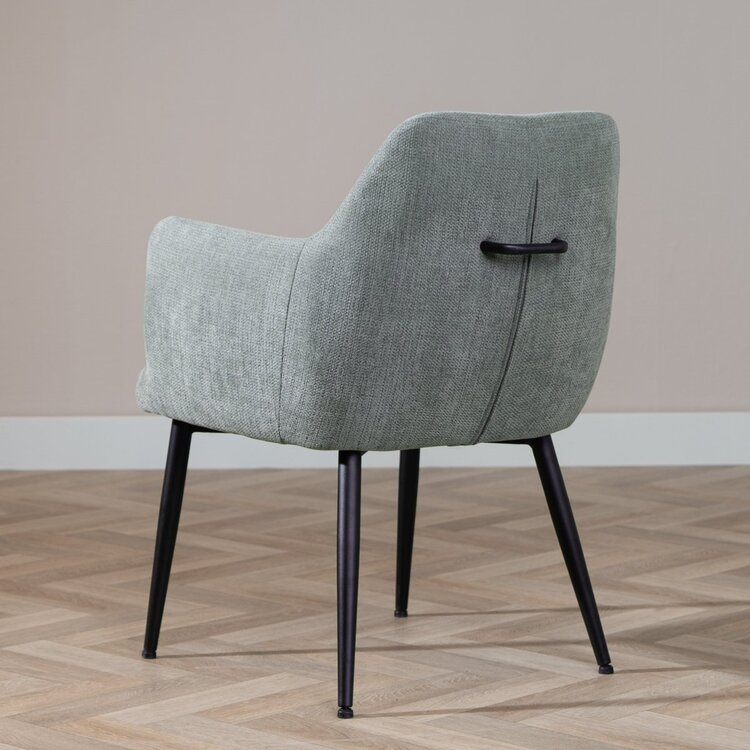 Chaise de salle à manger scandinave Lars tissu recyclé vert