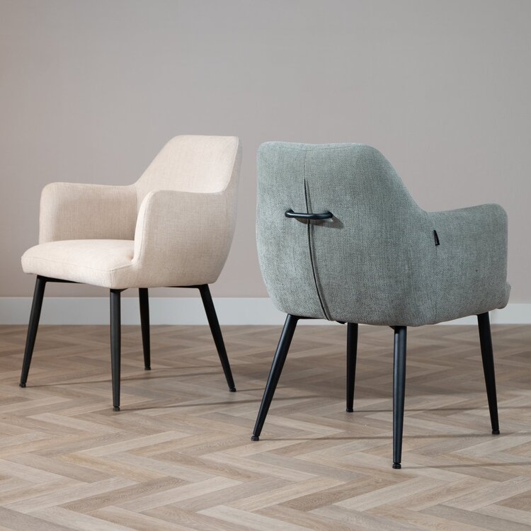 Chaise de salle à manger scandinave Lars tissu recyclé vert