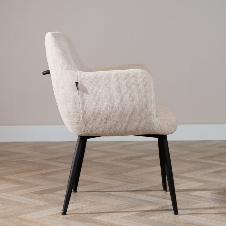 Chaise de salle à manger scandinave Lars tissu recyclé beige