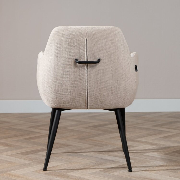 Chaise de salle à manger scandinave Lars tissu recyclé beige