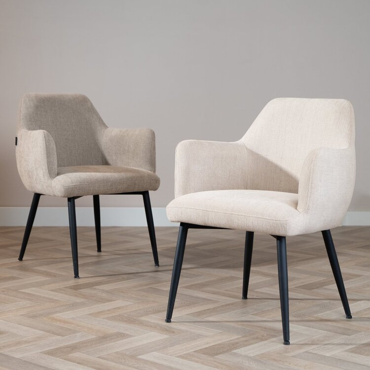 Chaise de salle à manger scandinave Lars tissu recyclé beige