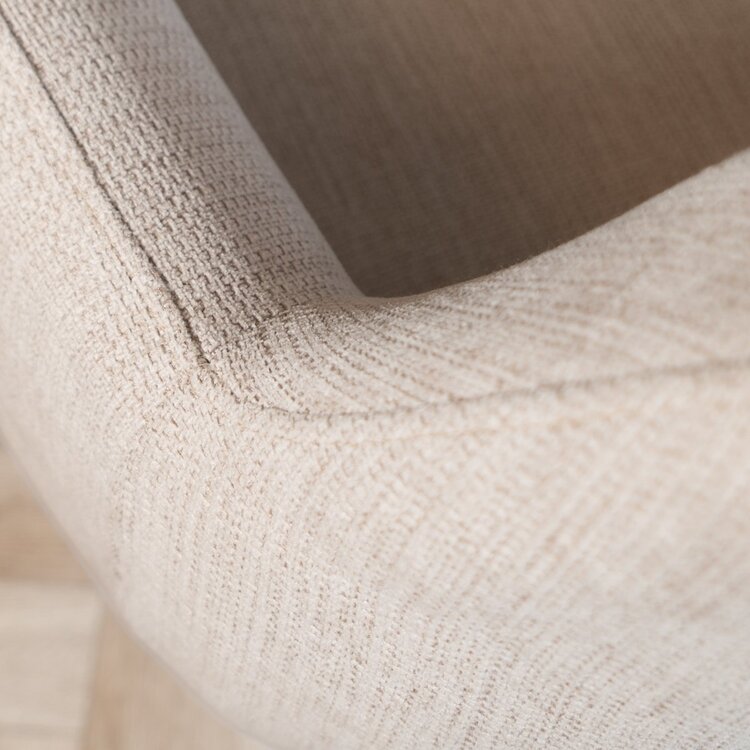 Chaise de salle à manger scandinave Lars tissu recyclé beige