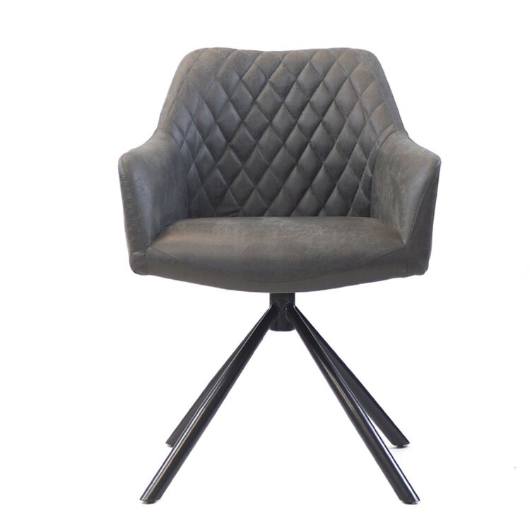 Chaise de salle à manger industrielle Dex en éco-cuir anthracite