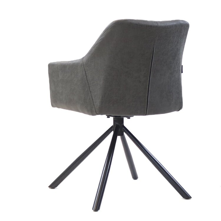 Chaise de salle à manger industrielle Dex en éco-cuir anthracite