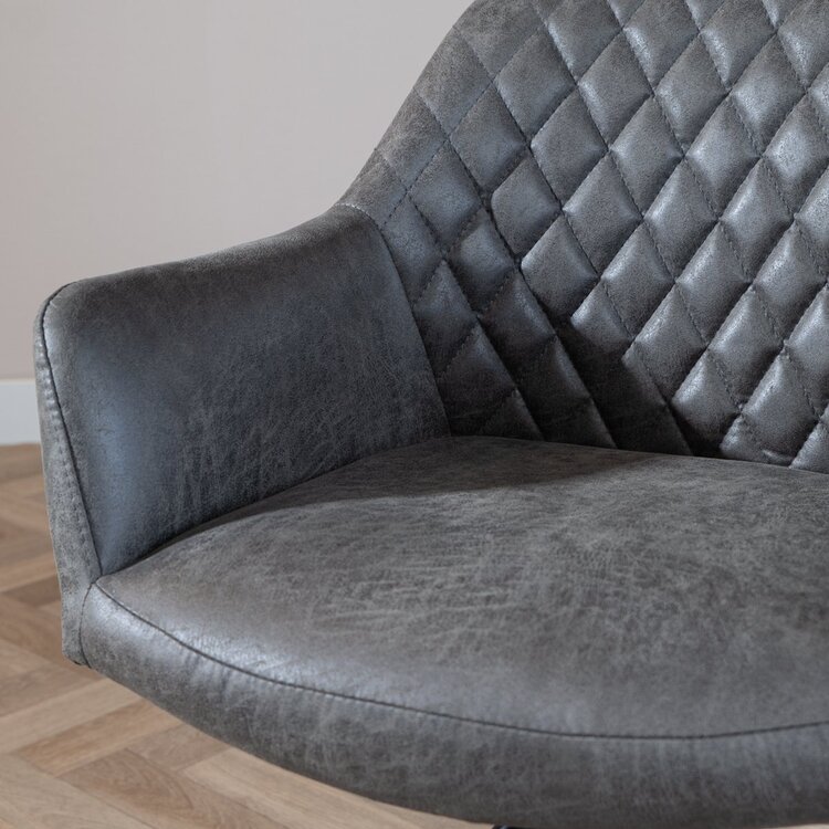 Chaise de salle à manger industrielle Dex en éco-cuir anthracite