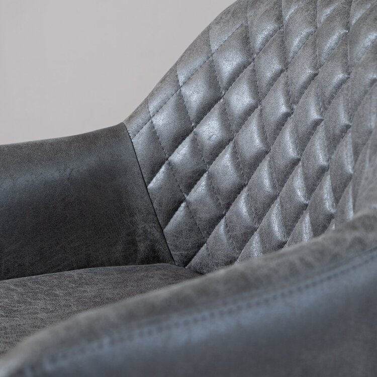 Chaise de salle à manger industrielle Dex en éco-cuir anthracite