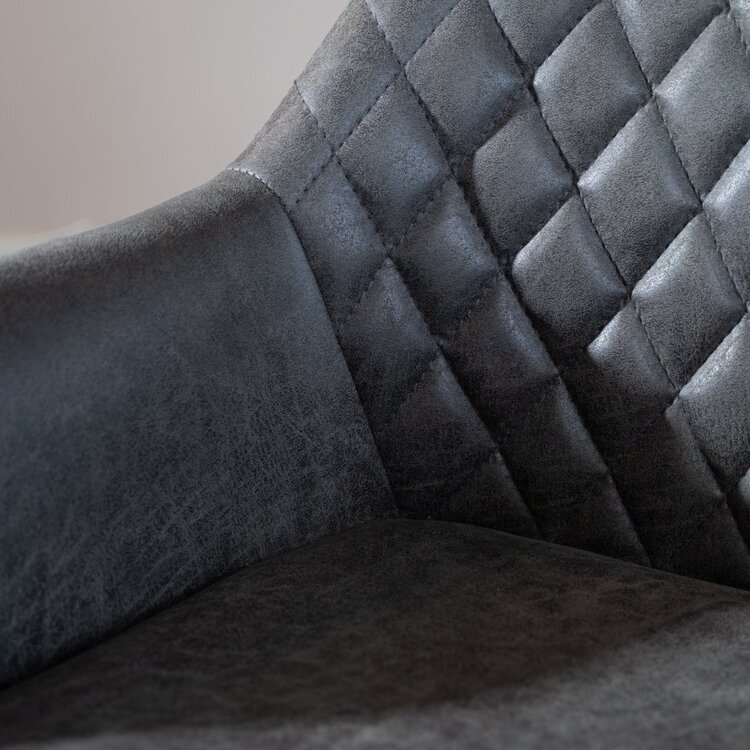 Chaise de salle à manger industrielle Dex en éco-cuir anthracite