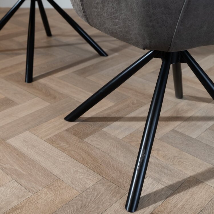 Chaise de salle à manger industrielle Dex en éco-cuir anthracite