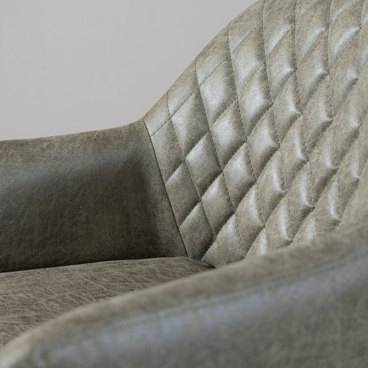 Chaise de salle à manger industrielle Dex en éco-cuir vert olive