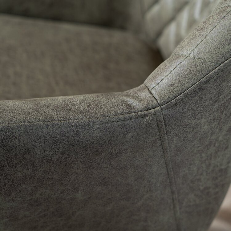 Chaise de salle à manger industrielle Dex en éco-cuir vert olive