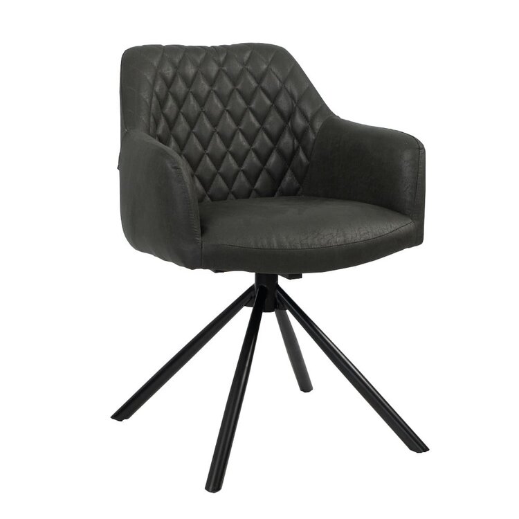 Chaise de salle à manger industrielle Dex en éco-cuir noir