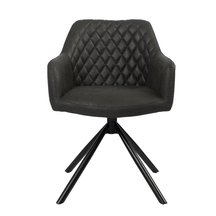 Chaise de salle à manger industrielle Dex en éco-cuir noir