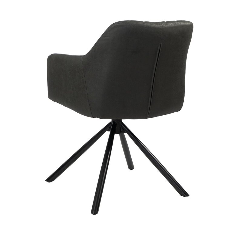 Chaise de salle à manger industrielle Dex en éco-cuir noir