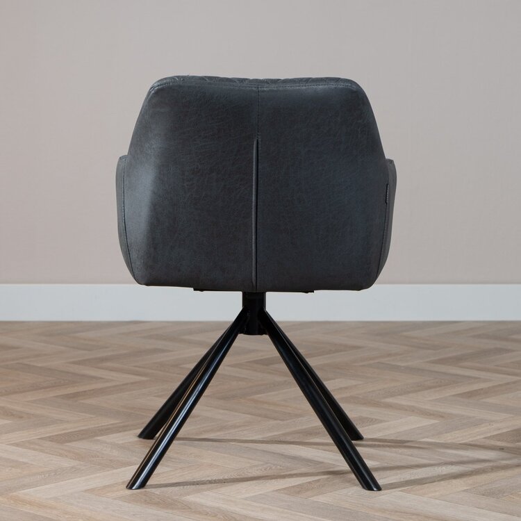 Chaise de salle à manger industrielle Dex en éco-cuir noir