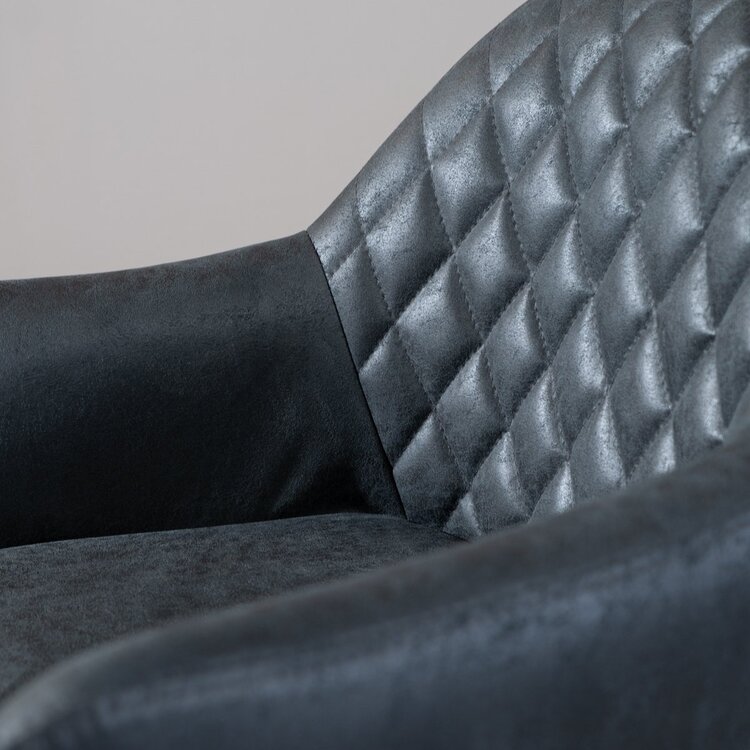 Chaise de salle à manger industrielle Dex en éco-cuir noir