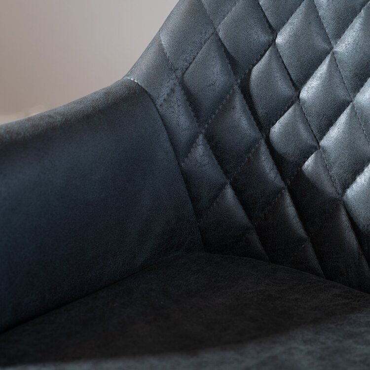 Chaise de salle à manger industrielle Dex en éco-cuir noir