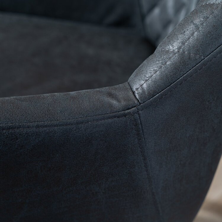 Chaise de salle à manger industrielle Dex en éco-cuir noir