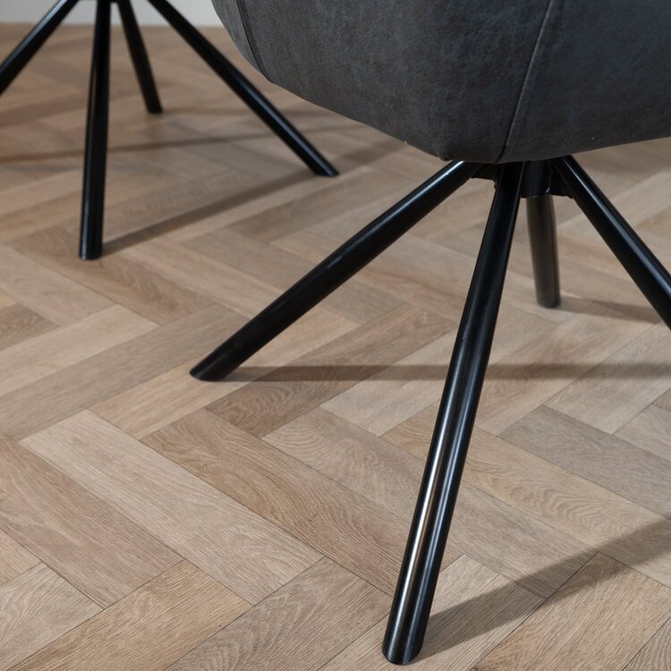 Chaise de salle à manger industrielle Dex en éco-cuir noir