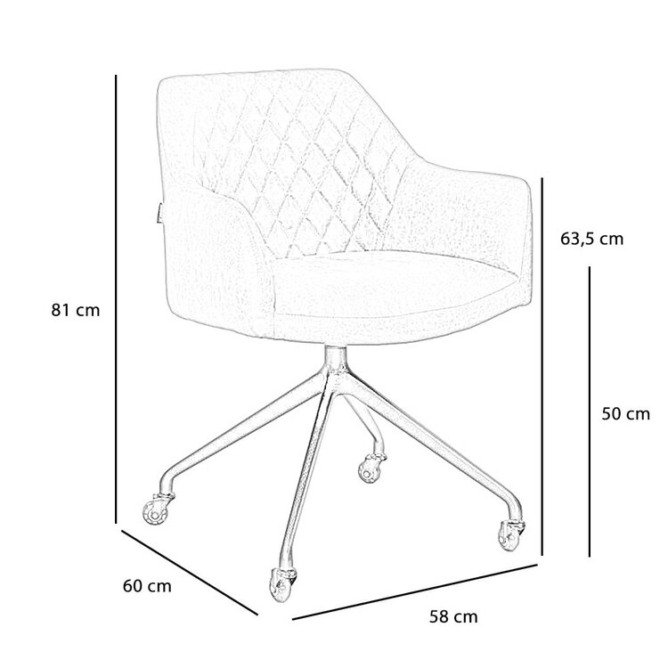 Chaise de salle à manger avec roulettes Levi anthracite eco-cuir