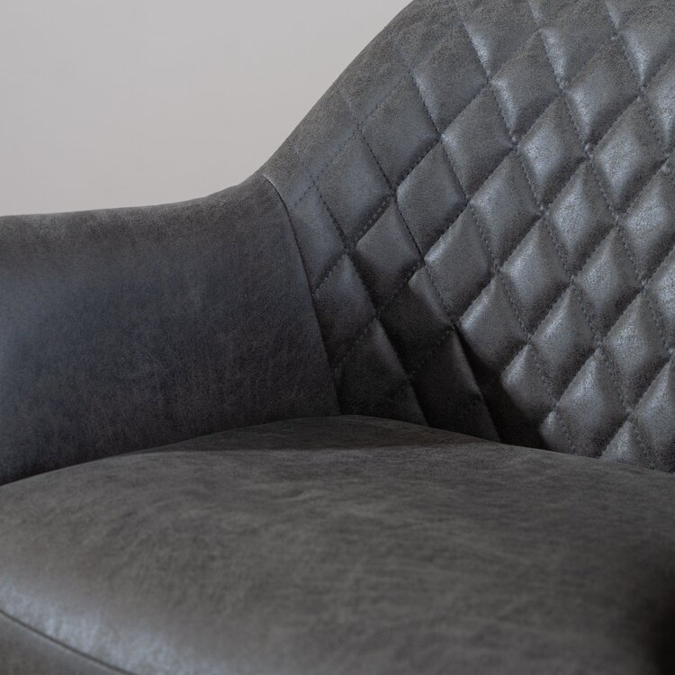 Chaise de salle à manger avec roulettes Levi anthracite eco-cuir