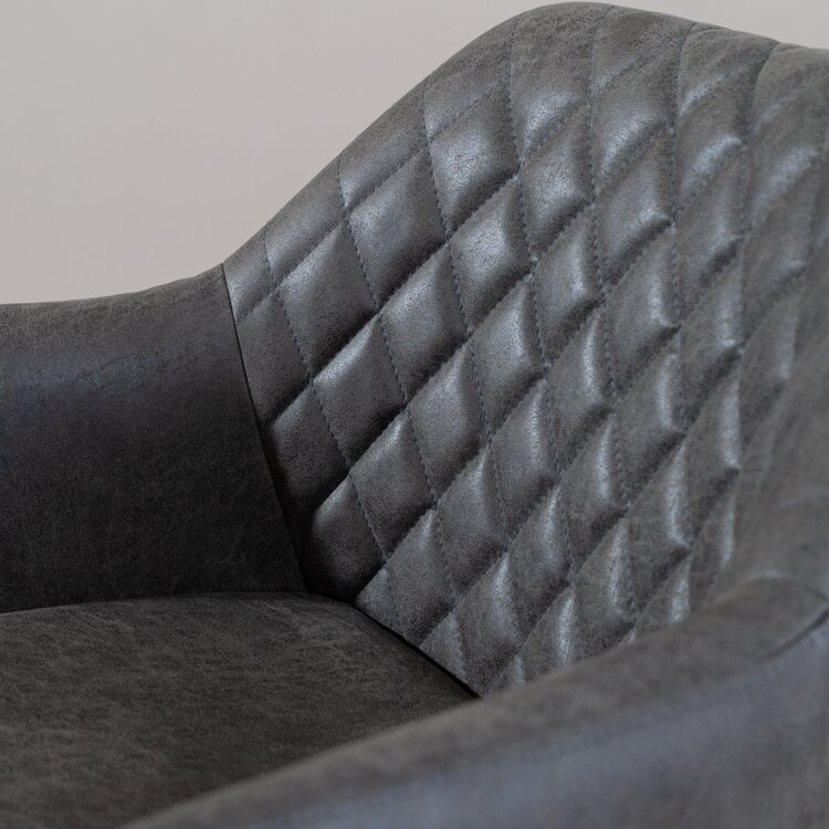 Chaise de salle à manger avec roulettes Levi anthracite eco-cuir