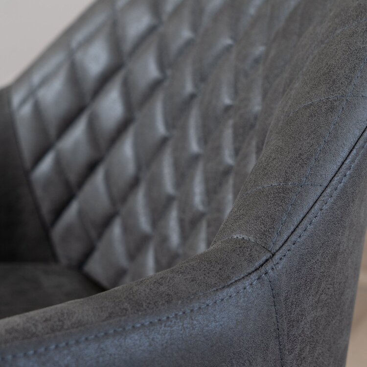 Chaise de salle à manger avec roulettes Levi anthracite eco-cuir