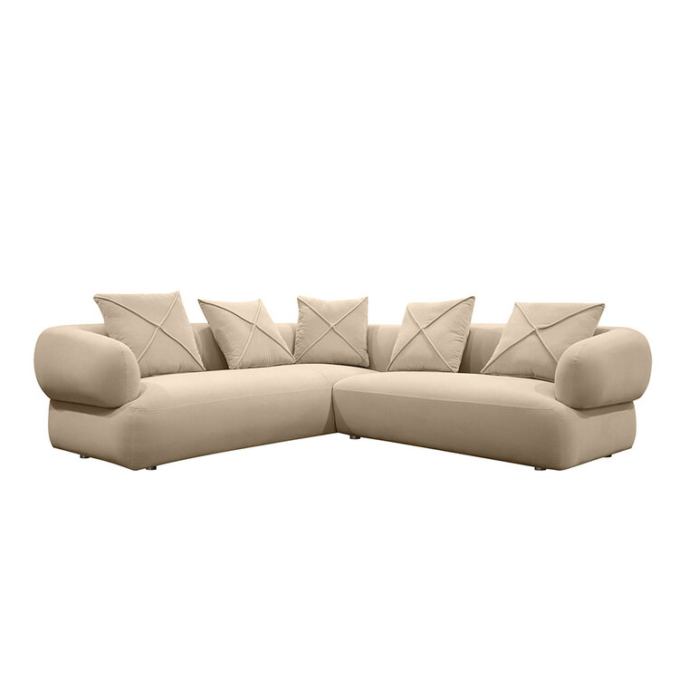 Canapé d'angle gauche velours Palermo beige