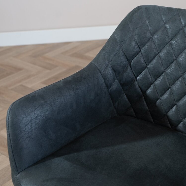 Chaise de salle à manger avec roulettes Levi noir eco-cuir