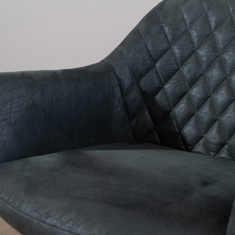 Chaise de salle à manger avec roulettes Levi noir eco-cuir