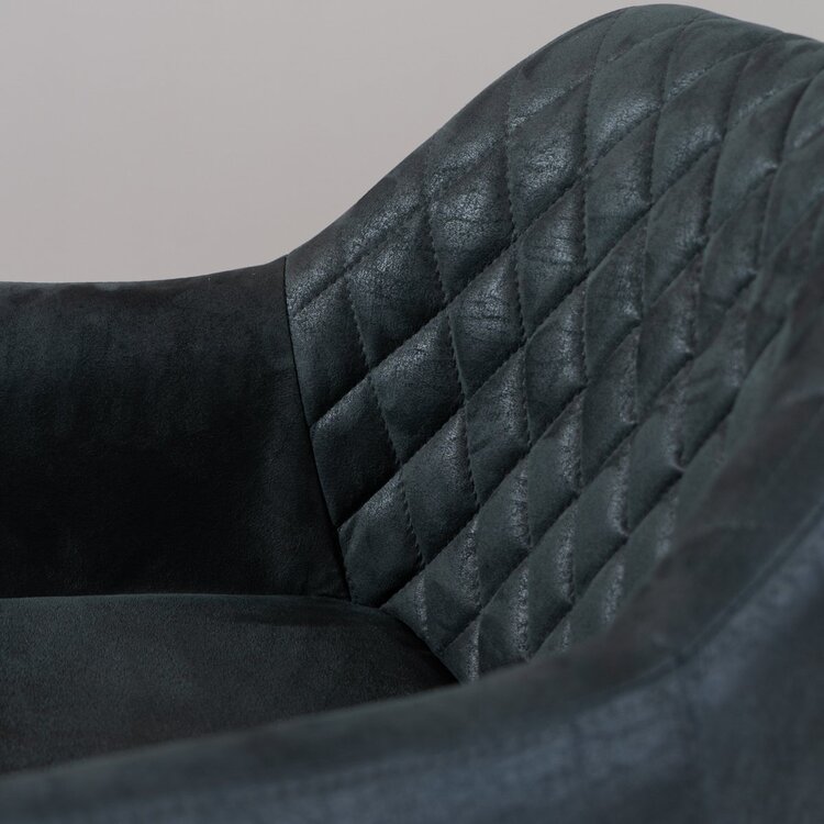 Chaise de salle à manger avec roulettes Levi noir eco-cuir