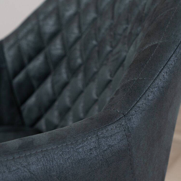 Chaise de salle à manger avec roulettes Levi noir eco-cuir