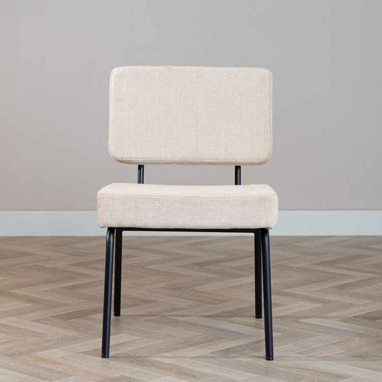 Chaise de salle à manger scandinave Espen en tissu recyclé beige