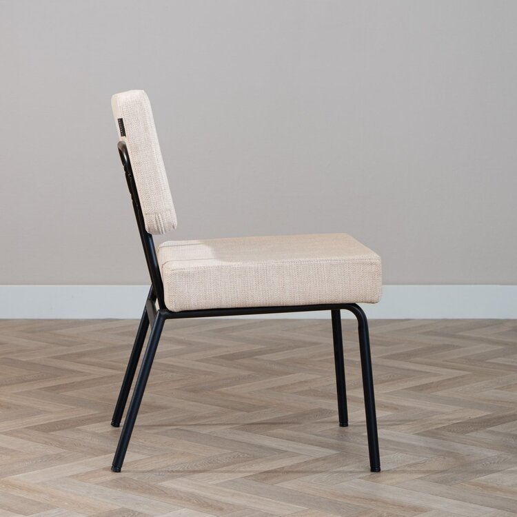 Chaise de salle à manger scandinave Espen en tissu recyclé beige