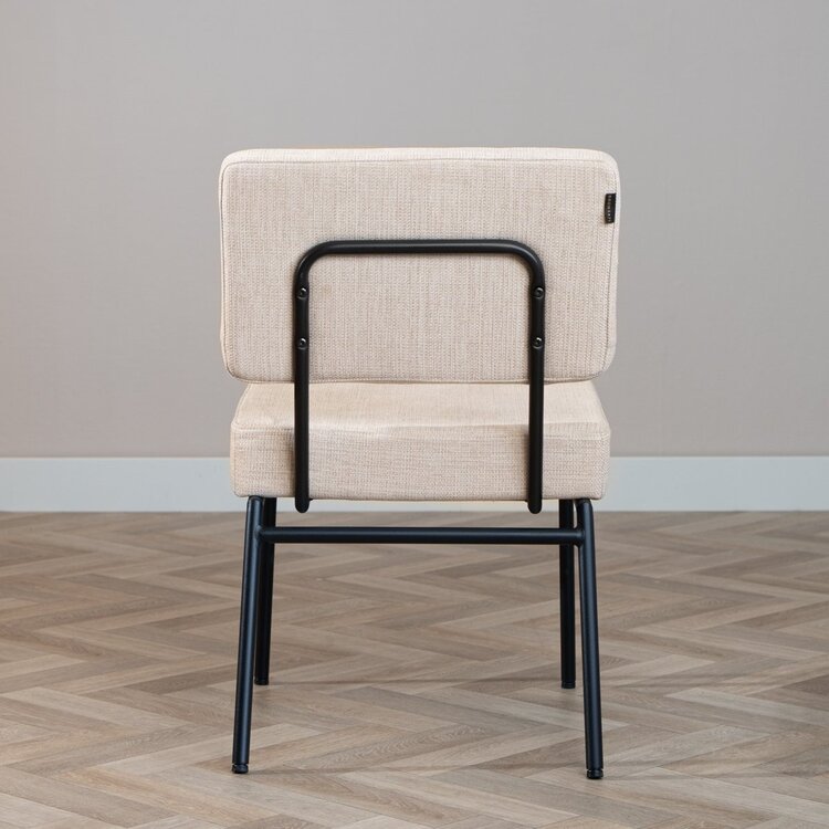 Chaise de salle à manger scandinave Espen en tissu recyclé beige