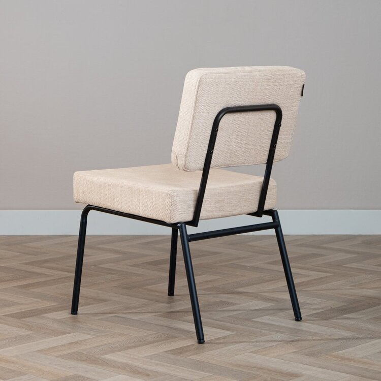 Chaise de salle à manger scandinave Espen en tissu recyclé beige