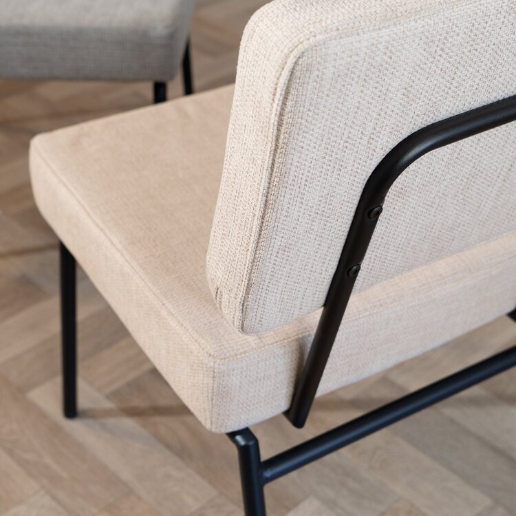 Chaise de salle à manger scandinave Espen en tissu recyclé beige