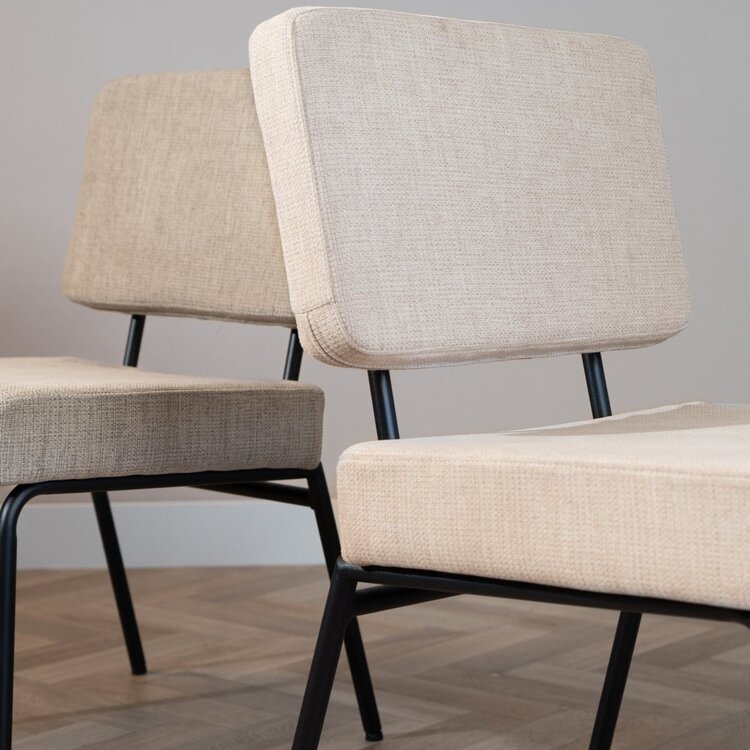 Chaise de salle à manger scandinave Espen en tissu recyclé beige