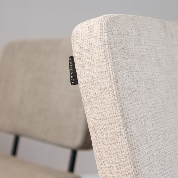 Chaise de salle à manger scandinave Espen en tissu recyclé beige
