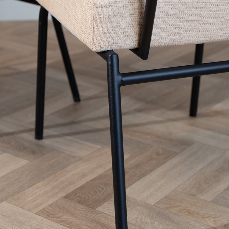 Chaise de salle à manger scandinave Espen en tissu recyclé beige
