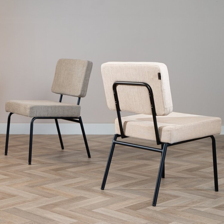 Chaise de salle à manger scandinave Espen en tissu recyclé beige